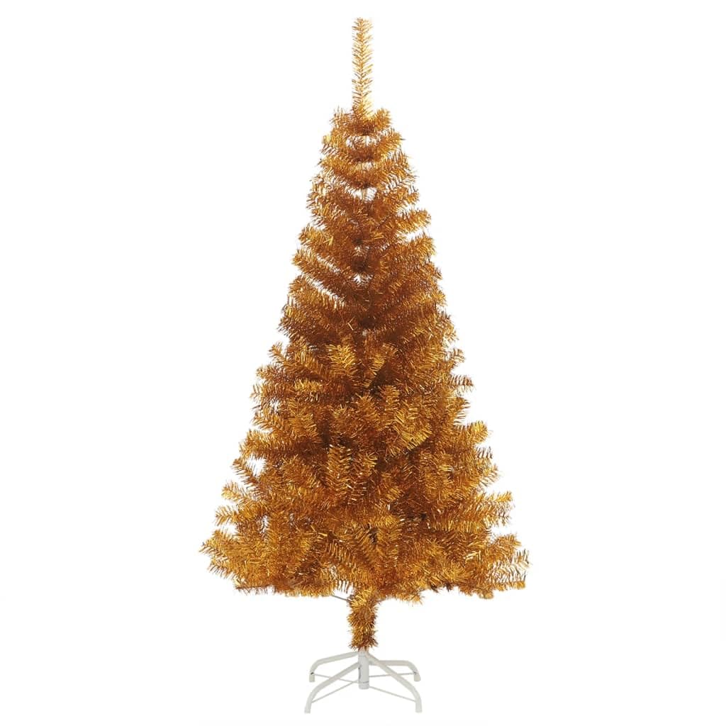 Árbol de Navidad artificial de 150 cm con soporte dorado, exuberante árbol de PET para espacios pequeños, decoración ideal para vacaciones y adorno festivo para el hogar para celebraciones de Navidad