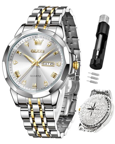 Image of OLEVS Mens Watches Analog Quartz Original Perfume Watch for Man Diamond Stainless Steel Waterproof Calendar Stylish Business Men's Branded Watches