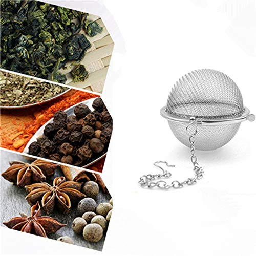 6Pcs Stainless Steel Tea Strainer Mesh Tea Ball Filter Net Round With Chain #TOP1