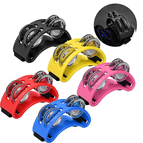 Foot Tambourine, 5PCS Metal Percussion Musical Instrument Half Moon Shaped Foot Percussion with 2row Jingles Bell Drum Accessory Instrument for Drum Instrument, Guitar Playing for Party - Image 4
