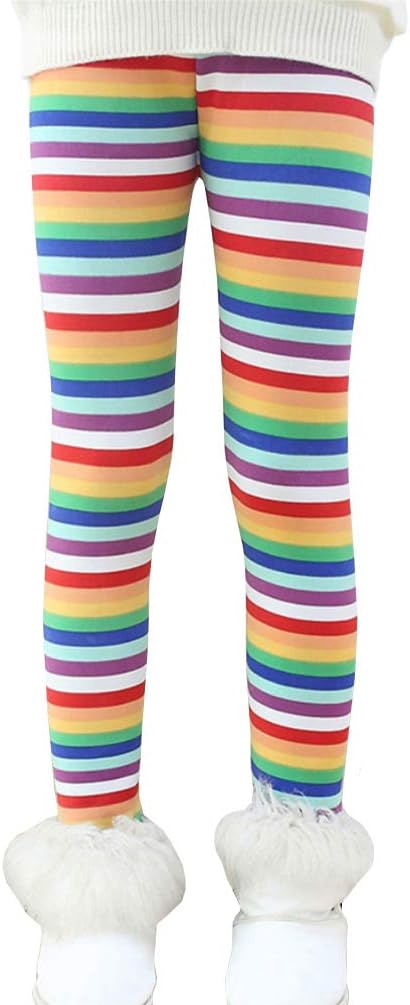 Rysly Girls Winter Thick Warm Long Pants Printing Fleece Lined Leggings