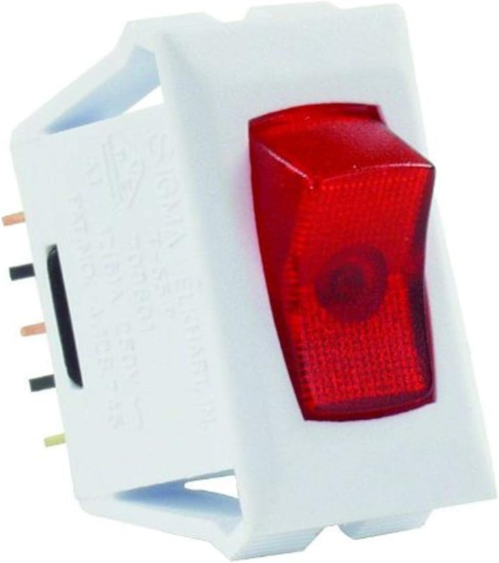 12505 Red/White SPST Illuminated On/Off Switch