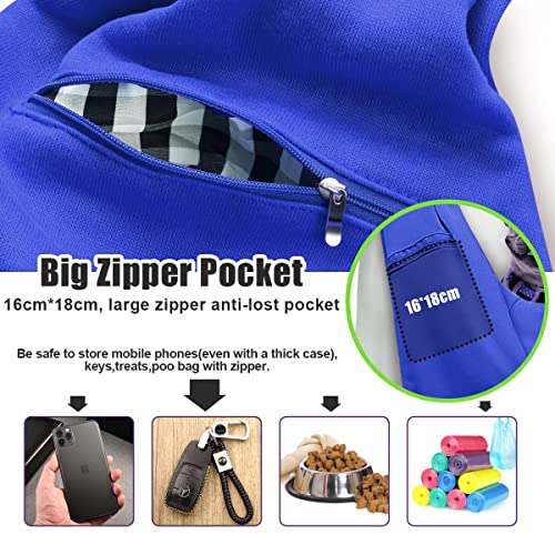 Image of Tomkas Small Dog Cat Sling Carrier Puppy Purse Travel Wrap Soft Crossbody Pet Bag (Royal Blue, M - Zip Pocket & Adjust Strap)