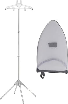 Foldable Garment Steamer Stand with Ironing Gloves, Handheld Garment Steamer Rack for Clothes, Adjustable Garment Hanger Stand for Steaming Clothes, Steamer Hanger Clothes Ironing Rack for Travel Home