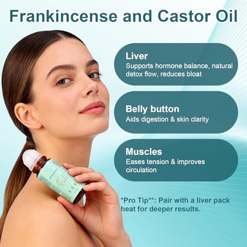 Generic Frankincense & Castor Oil Roll On with Rose Quartz – 100% Pure Organic Cold-Pressed Formula, Firms Skin, Reduces Fine Lines & Wrinkles, Deeply Moisturizes for Face, Neck, Abdomen