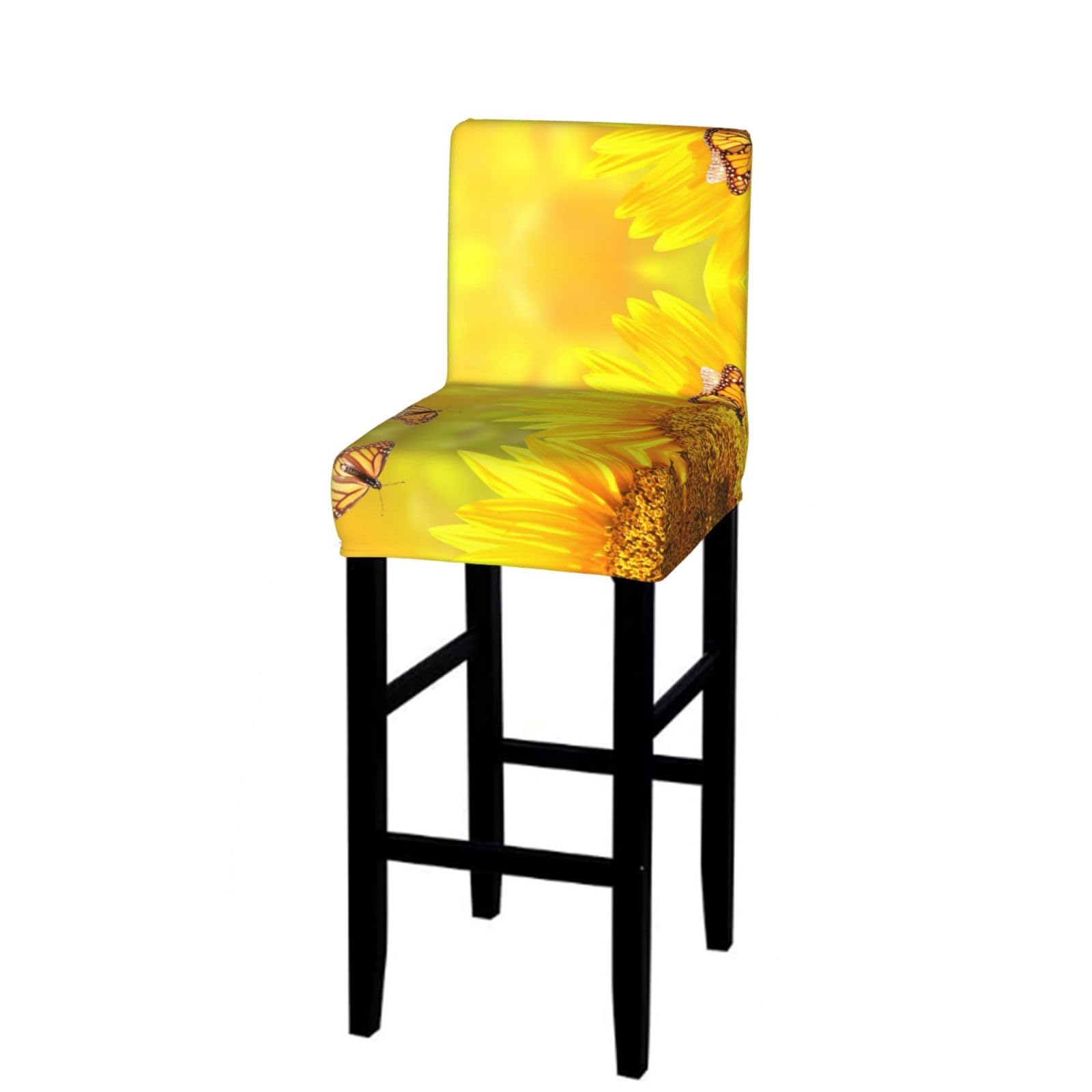WXWJSHMGC Sunflower Butterfly Sunny Print Bar Stool Covers Stretch Counter Height Chairs Covers