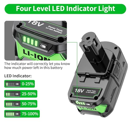 Image of 2Packs Upgraded 8.0Ah Replacement for Ryobi 18V Battery Compatible with 18 Volt Lithium Battery P108 P102 P103 P104 P105 P107 P109 P122 Cordless Power Battery Tools