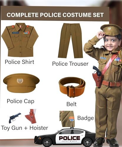 Image of Sarvda Kids Fancy Dress Costume Set | Police, Army Soldier, Pilot, Doctor, Subhash Chandra Bose & Community-Helper Outfit for Boys & Girls