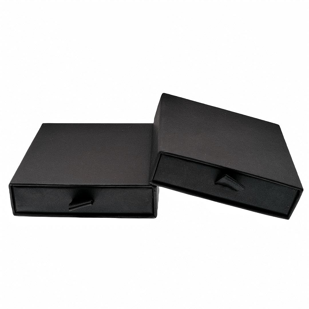 Ivosmart2 Pack Jewelry Gift Boxes 3.5 x 3.5 x 1 Inch Cardboard Jewelry Boxes, Small Gift Boxes for Jewelry Earrings Necklaces Handmade Bangles Bracelets, Gift for Women and Girls (Black)