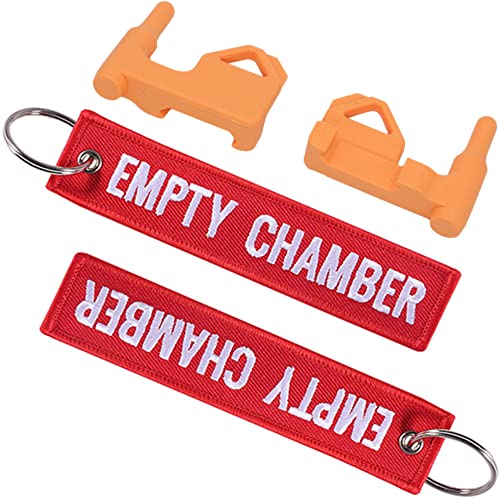 YONCONO 2Pack Chamber Safety Flag Fits Rifle Handguns Shotgun Pistol, Red Embroidery KeyChain Empty Chamber Tags - Image 2