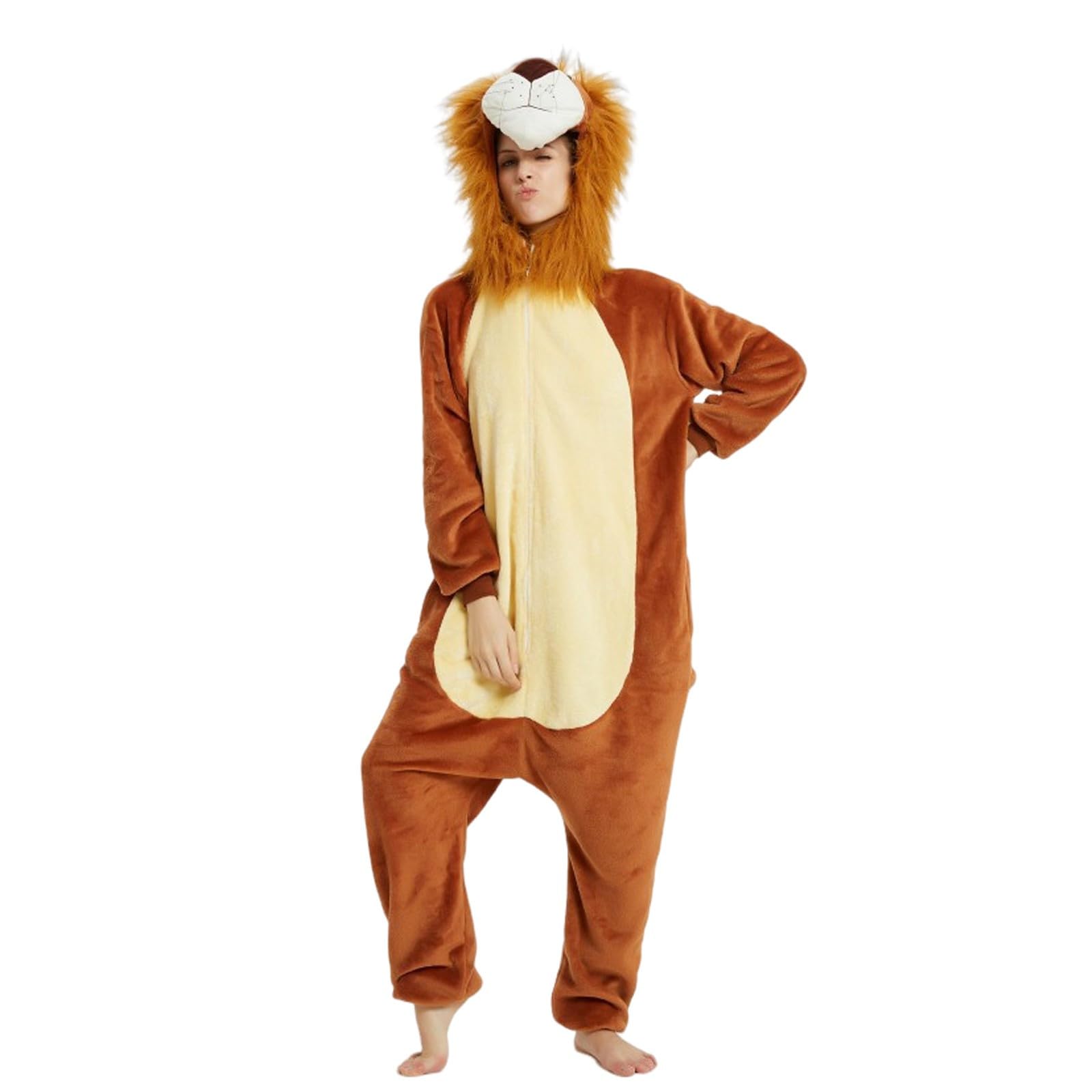 Generico Pigiama Intero Animali Donna, Tuta Intera in Peluche Onesies Morbido E Caldo Kigurumi Onesie Unisex per Adulti Ideale Costume Carnevale Halloween