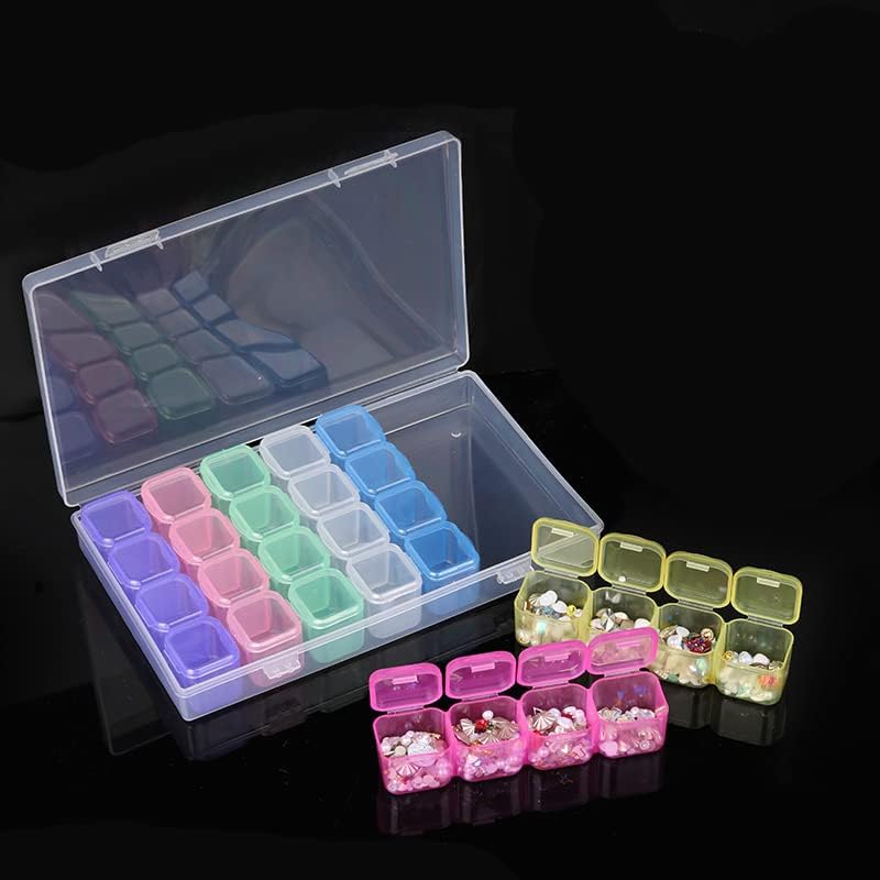 28 Grids Diamond Embroidery Box, Diamond Storage Box Beads Organizer Case,Plastic Multipurpose Colorful Storage Box for Jewellery Beads Earring Tool Container and Storaging Medicine Pills and More