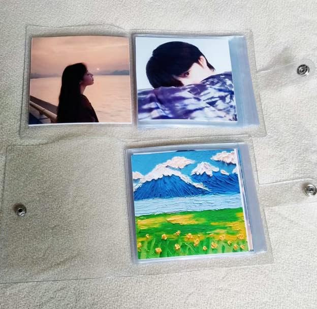 Miniatura 6 de Fundas para fotos de 4 x 4 pulgadas, libro de imágenes pequeño para fotos de 4 x 4 pulgadas, paquete de 2, cubierta limpia, soporte para 18 páginas