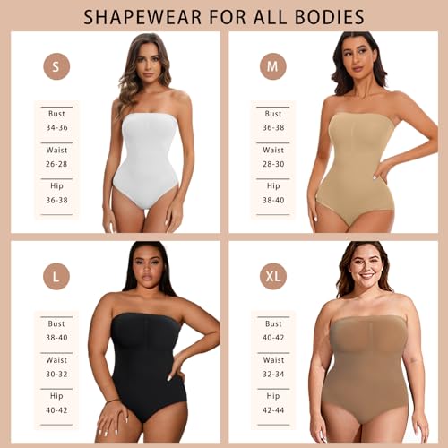 Image of Strapless Shapewear for Women Tummy Control Triangle Bodysuit Body Shaper
