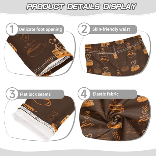 Love Coffee Cake Girls Leggings Ultra Soft Compression Yoga Gym Pants for Kids 4-10T3