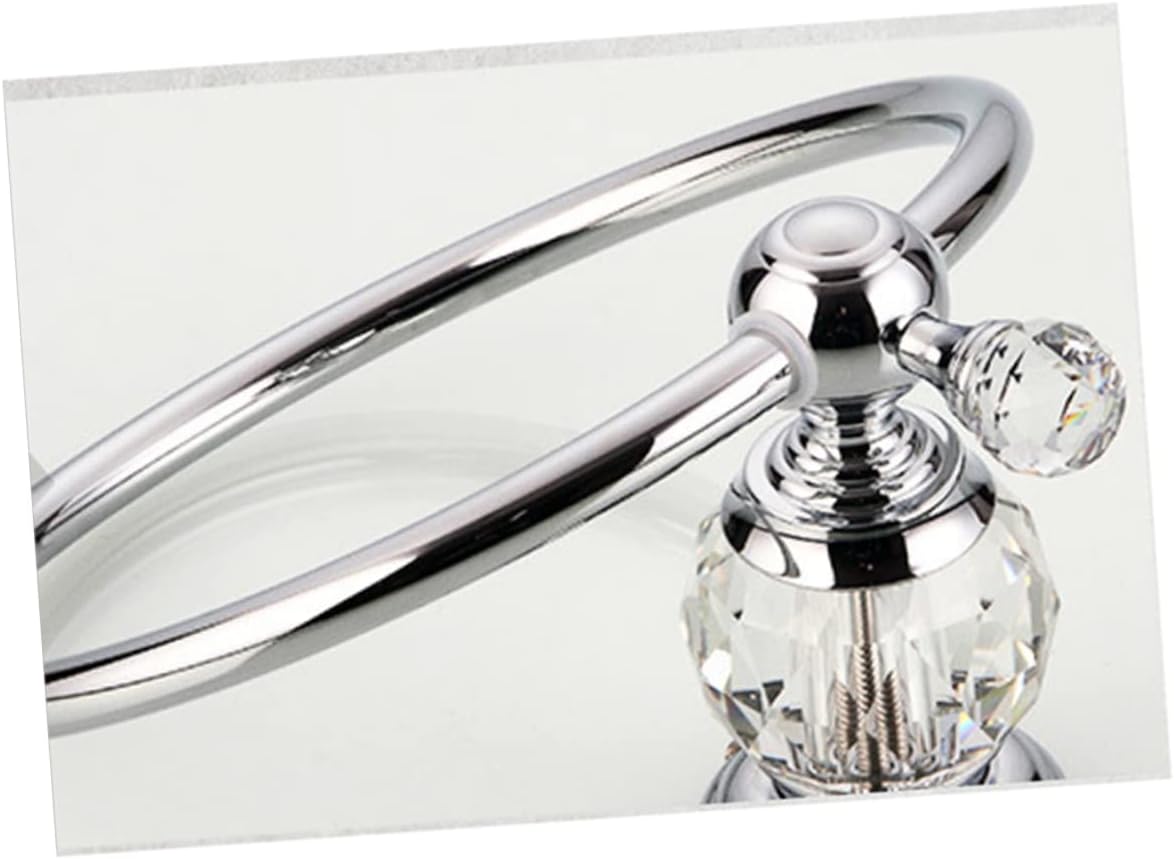 DOITOOL Crystal Silver Towel Ring Bathroom Wall Towel Rack Stainless Steel Holder Modern Design 180 Degree Rotation