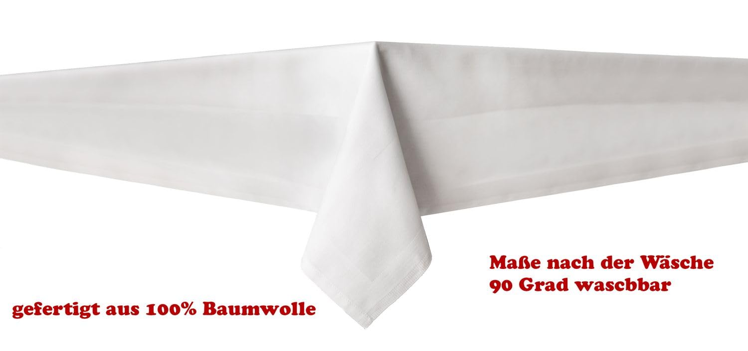 texpot Damask Tablecloth 90 x 90 cm White with Satin Edge Washable at 95 °C 100% Cotton, 35.4 x 35.4 inch (Square) - Image 2