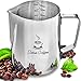 Star Coffee 20, 12 or 32oz Stainless Steel Milk Frothing Pitcher - Measurements on Both Sides Inside Plus eBook & Microfiber Cloth - Perfect for Espresso Machines, Milk Frothers, Latte Art