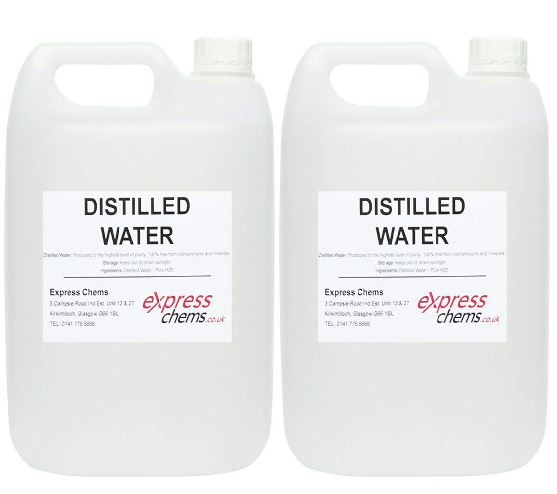 Express Chems 10 Litre (2 x 5 Litre) Ultra Pure Distilled Water Steam Process 0.5ppm