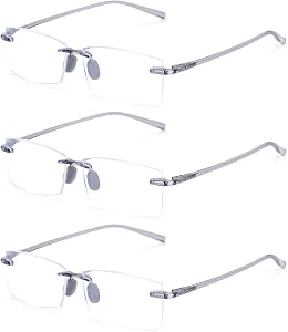TERAISE Rimless Reading Glasses Comfortable Lightweight Frameless Reader Men Women Blue Light Blocking Computer Eyeglasses