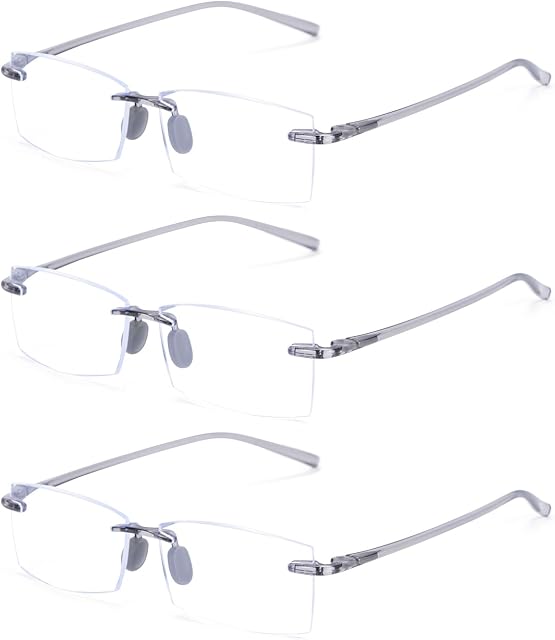 TERAISE Rimless Reading Glasses Comfortable Lightweight Frameless Reader Men Women Blue Light Blocking Computer Eyeglasses