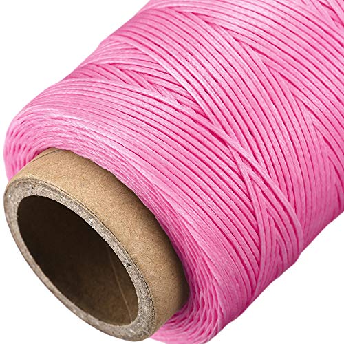 Hilo encerado para coser cuero 186 yardas 1mm poliéster rosa miniatura 5