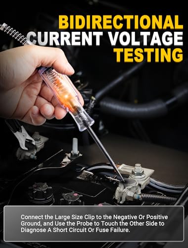 Test Light Automotive, 6V-12V-24V Circuit Tester with Light for Continuity Voltage Electrical Fuse Tester, Car Electric Tester Pen ABS Handle with Sharp Probe&Alligator Clip for Sedan, SUV, RV, Truck - Thumbnail 5