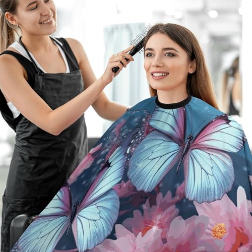 Capa para cortar cabello Butterfly Blossoms 170x144 cm miniatura 5