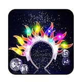 ACEDRE Light Up Flame Headband LED Glowing Fire Crown Sparkly Rave Party Costume Hair Accessories for Women(Colorful Light)