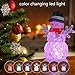 pearlstar Small Christmas Figurines with Color Changing LED Light Battery Operated for Table Decoration Set of 3 Acrylic Ornaments,4.5inch Reindeer, Santa, Snowman