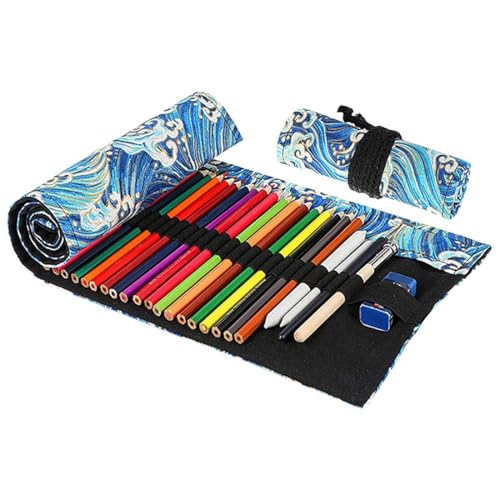 DOVBAN Astuccio Arrotolabile,Grande Capacità, Astuccio Rotolo,Portamatite 48 Fori,Per Il Trucco,Artisti,Studenti