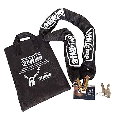 atliprime Heavy Duty Diam12mm, Length 110cm 20Mn2 Alloy Steel Anti-Cut Bicycle Security Chain Anti-Theft Lock Chain for Motor Bike/Doors/Lawn Mowers (D0.47 XL43.31)