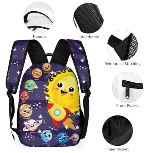 Solar System Backpack with Lunch Box & Pencil Case for Kids Girls Boys School, 16 Inch Cute Planet Bookbag, School Backpack for Students Children, Lightweight, Large Capacity3