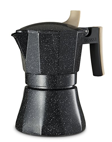 Osaka Stovetop Espresso Maker - Aluminum with Marbled Coating, Stove-Top Moka Pot Nijo Castle (3 Cup)