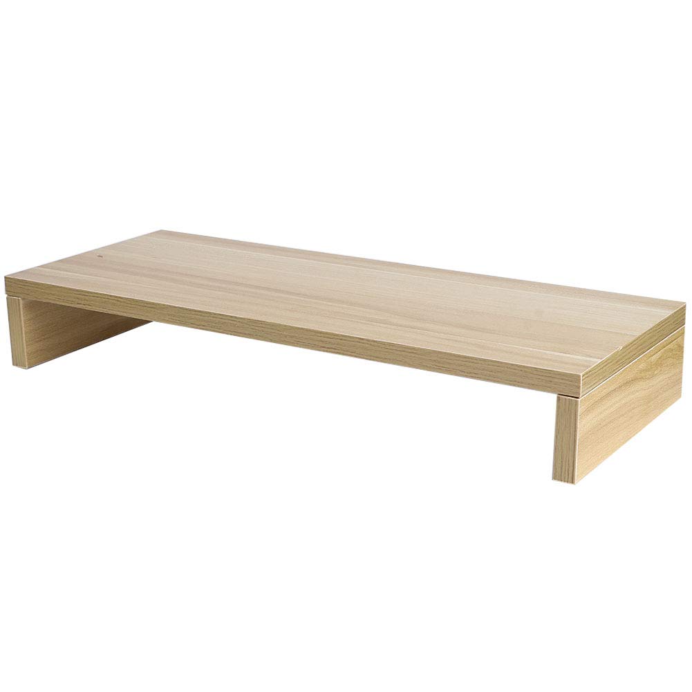 Wakects Supporto per Monitor da Scrivania, Supporto per PC Schermo e Computer Portatile, Stand Supporto Monitor Mensola da Scrivania Supporto in Legno per Tavolo Scrivania, 50 x 20 x 7,7 cm(Naturale)