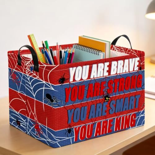 Image of NTAOHAMPER Rectangular Storage Basket Empty,Storage Bin with Handles,Room Decor,Gift Basket,Book Box(Spider Web)
