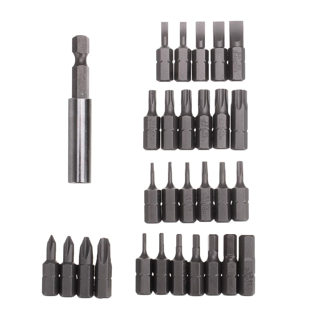 Puntas de destornillador S2 para reparaciones del hogar kit de 29 piezas con extensor de 1/4 7