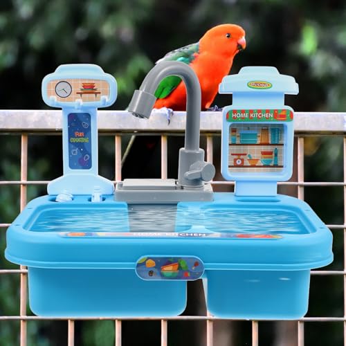 Bañera de loros de plástico fácil de instalar con borde redondeado 8