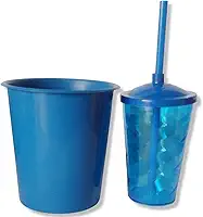Kit Lembrancinha 10 Balde Pipoca 1L + 10 Copo Twister 400 ML (Azul Royal)