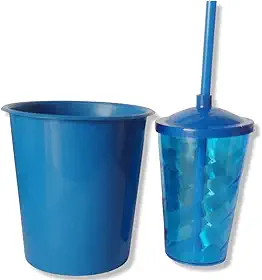 Kit Lembrancinha 10 Balde Pipoca 1L + 10 Copo Twister 400 ML (Azul Royal)