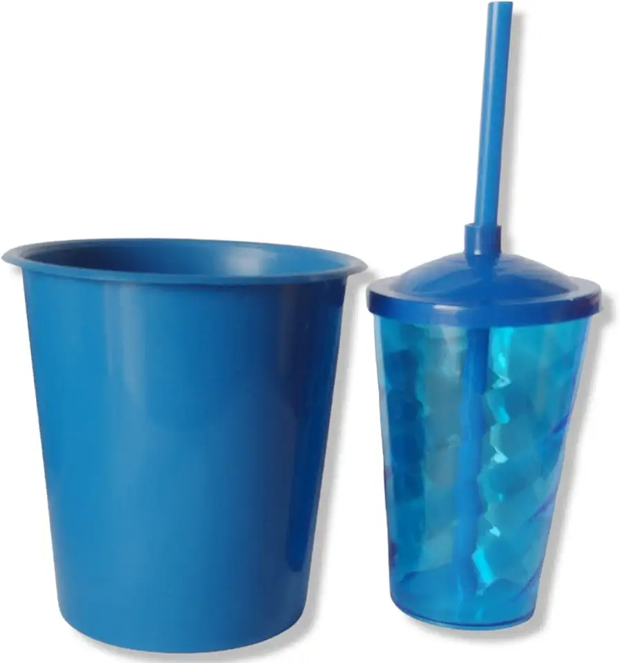 Kit Lembrancinha 10 Balde Pipoca 1L + 10 Copo Twister 400 ML (Azul Royal)