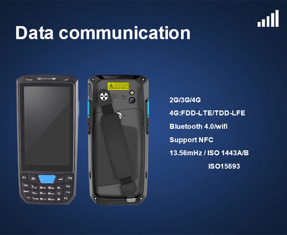 Skaner 2D z systemem Android 13, 11.4 cm, ręczny, wytrzymały PDA, bezprzewodowy WiFi, 4G LTE, skaner kodów kreskowych 4 GB + 64 GB z klawiaturą, wyposażony w skaner kodów QR Honeywell N6703 1D