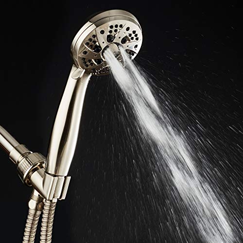Aquadance High Pressure 6-Setting Full Brushed Nickel Handheld Shower Head With Stainless Steel Hose. Officially Independently Tested To Meet Strict Us Quality & Performance Standards! #TOP2
