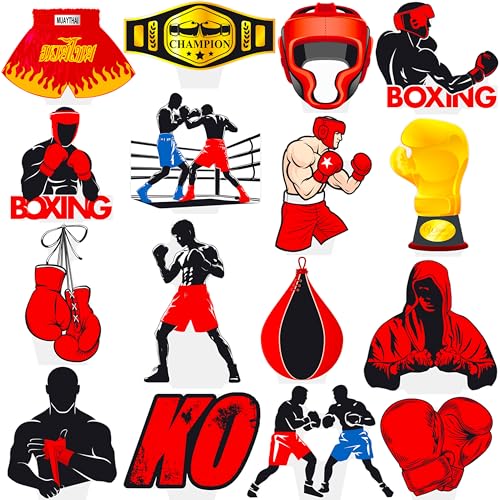 C L cooper life 48pcs Boxing Cupcake Toppers Boxing Birthday Party Decorations Red Boxing Cupcake Toppers decorations for Gloves Sports Boxing Party Fight Wrestler Baby Shower Supplies