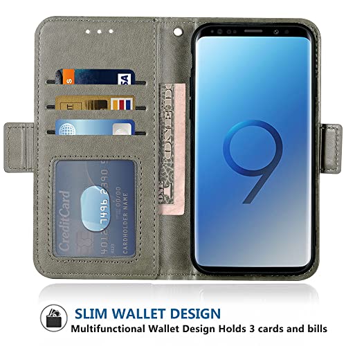 Fdcwtsh Compatible With Samsung Galaxy S5 Wallet Case And Wrist Strap Lanyard Leather Flip Card Holder Stand Accessories Phone Cover For Glaxay S 5 Neo Gaxaly 5S Galaxies Gs5 G900A G900T Men Grey #TOP1