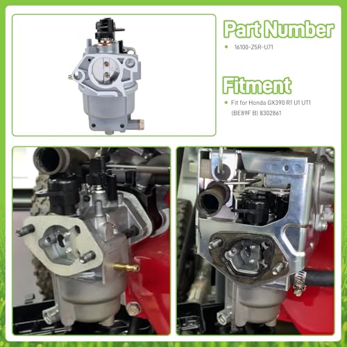 Image of 16100-Z5R-U71 8302861 Carburetor with Fuel Filter for Honda GX390 R1 U1 UT1 (BE89F B) 8302861 with Generator Fuel Tank Shut Off Valve