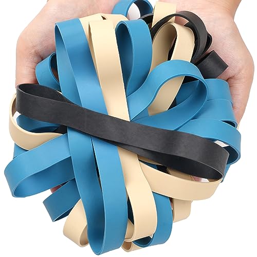 Foshine Rubber Bands Size#107 Heavy Duty Big Wide Tactical Rubber Band 30PCS Elastic Bands For Office Supply Trash Can File Folders Litter Box (Black blue Beige) image 1