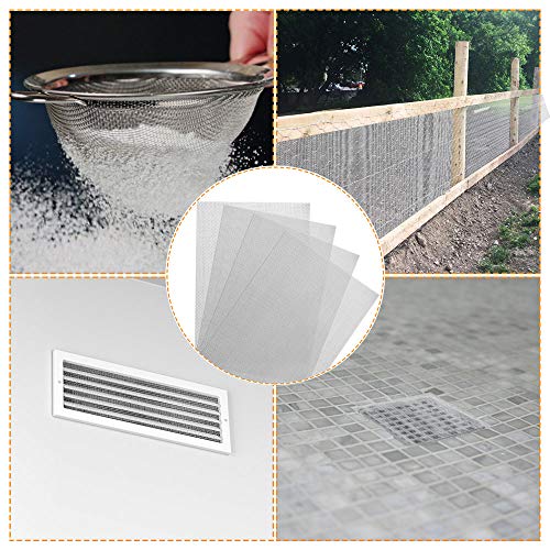 Huayue 6 Stück Wire Mesh, 304 Edelstahl Drahtgewebe Edelstahlgewebe feinmaschig Drahtgeflecht Nagetiergeflecht Drahtgitter Fliegengitter für Luftziegel (A4: 210 x 300mm) Größe: 1 mm & 20 Mesh