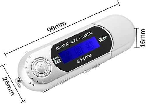 Miniatura 6 de 1 unidad USB 2.0 digital MP3 reproductor de música portátil LCD compatible con tarjeta TF de 32 GB y radio FM, uso 20 horas, plata