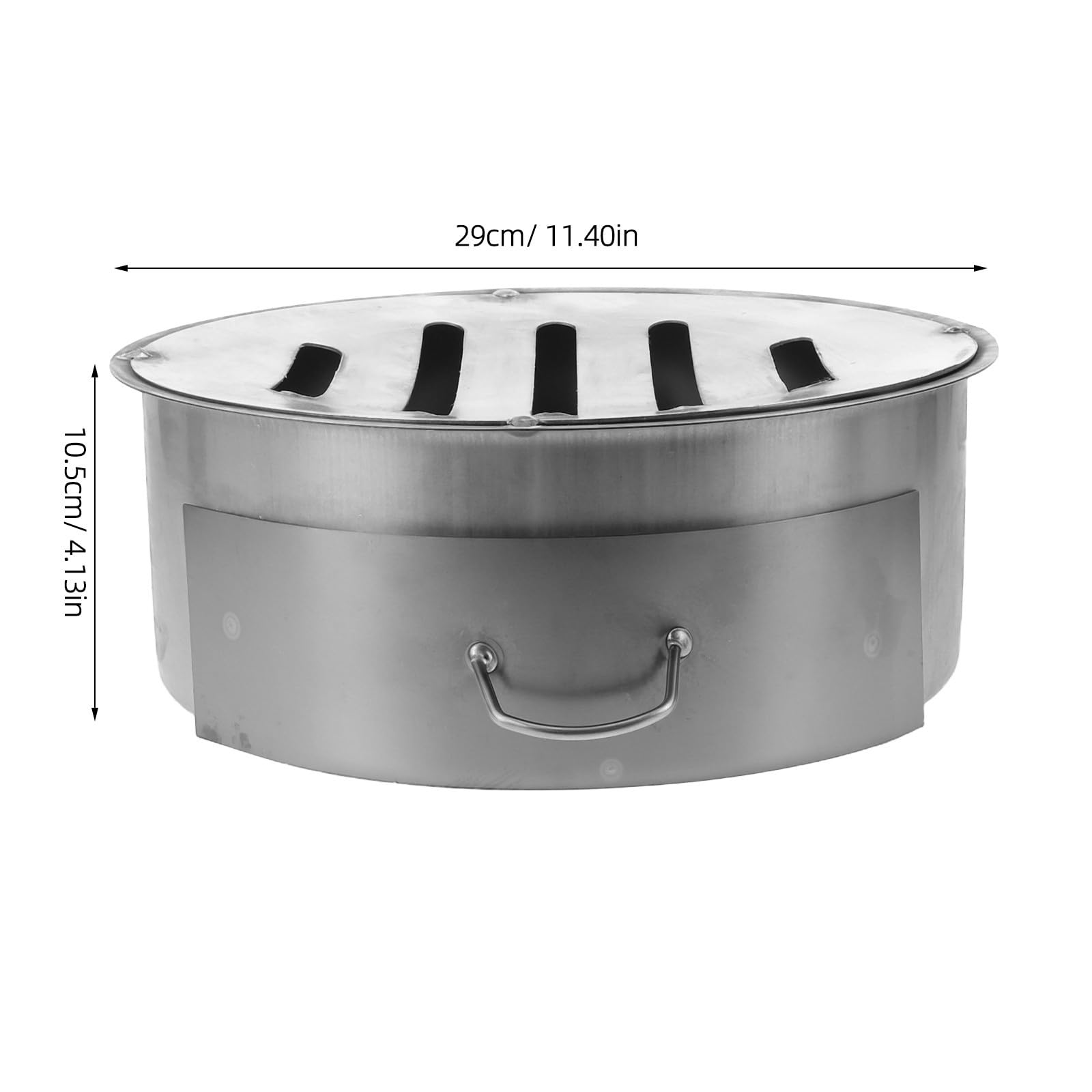 Lurrose Runder Effizienter mit Zuverlässigem Design und Ascheaufnahme Aschebehälter aus Eisen in Silber für Holzofen Ofen für Heiz und Außenbereich